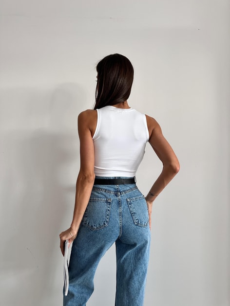 Sıfır Kol Crop Beyaz