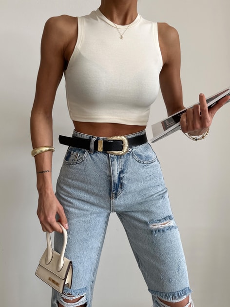 Sıfır Kol Crop Sarı