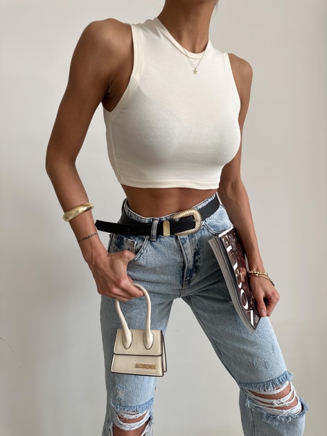 Sıfır Kol Crop Sarı