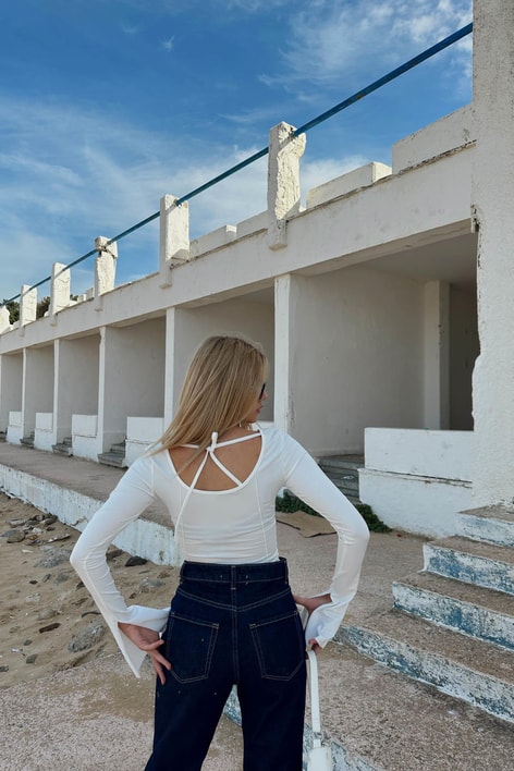 Sindy İspanyol Kol Bluz Beyaz