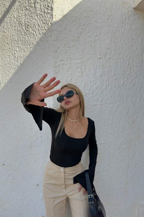 Sindy İspanyol Kol Bluz Siyah