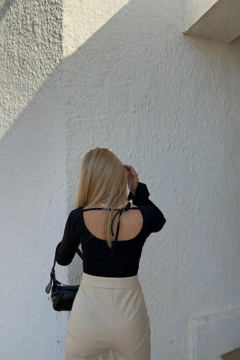 Sindy İspanyol Kol Bluz Siyah