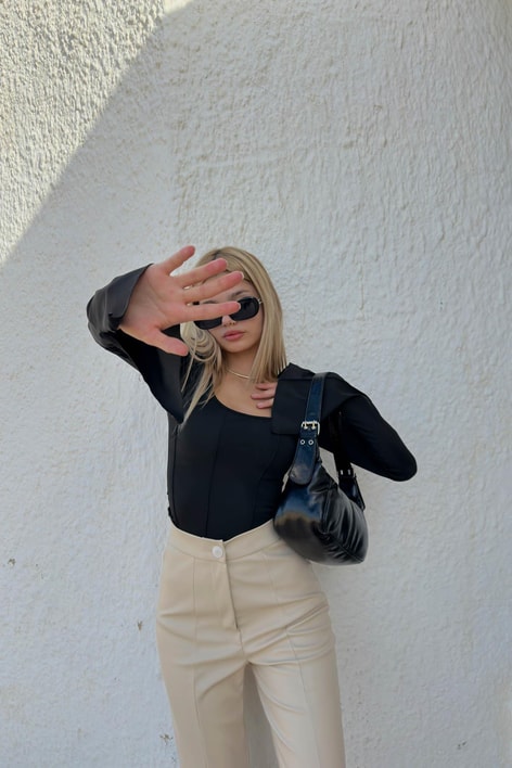 Sindy İspanyol Kol Bluz Siyah