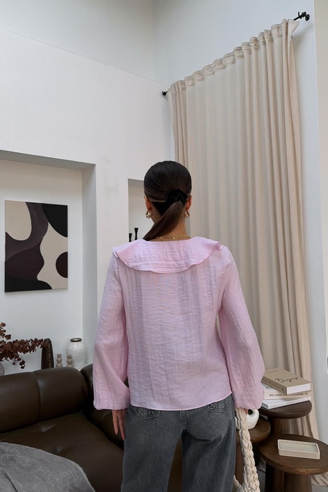 Volanlı Bluz Pembe