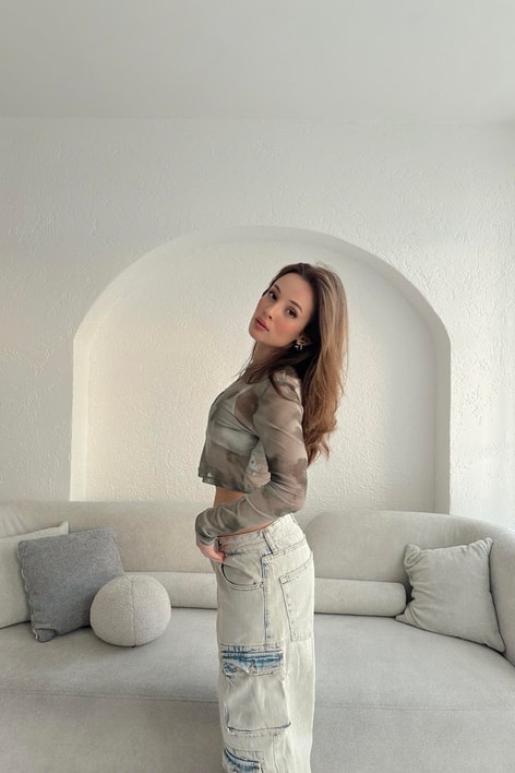 Wild Transparan Bluz Haki