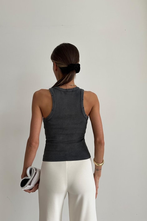 Yıkamalı Fitilli Atlet Füme