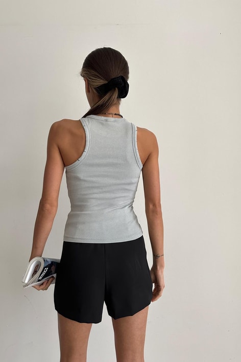 Yıkamalı Fitilli Atlet Gri