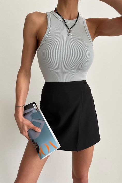 Yıkamalı Fitilli Atlet Gri