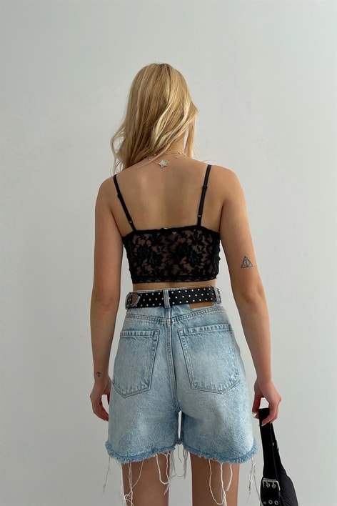 Dantelli Rose Büstiyer Siyah