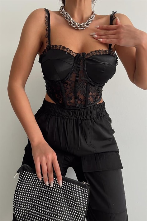 Transparan Dantel Büstiyer Siyah