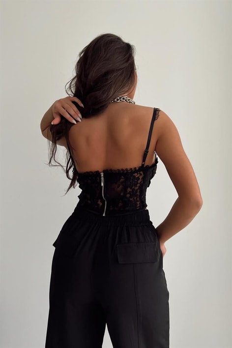 Transparan Dantel Büstiyer Siyah