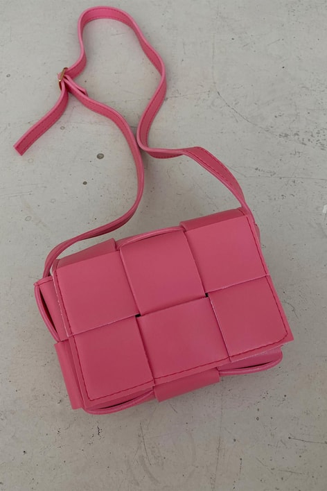 Kapitone Mini Çanta Pembe