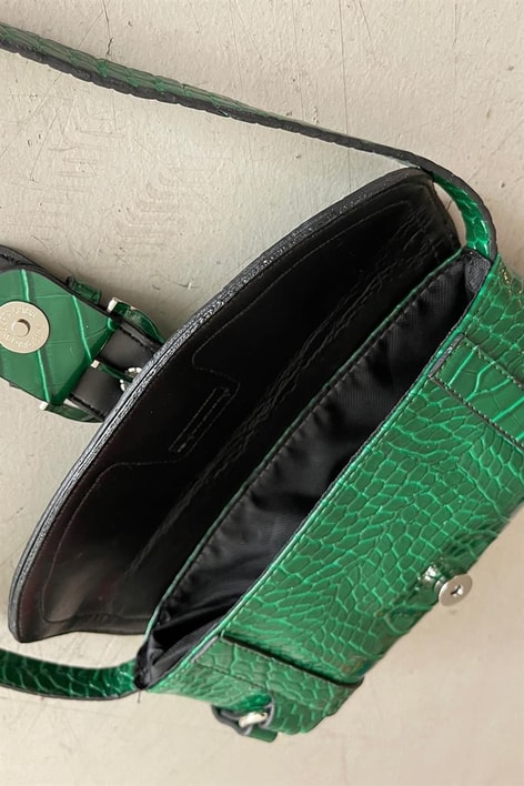 Timsah Desenli Omuz Çantası Yeşil