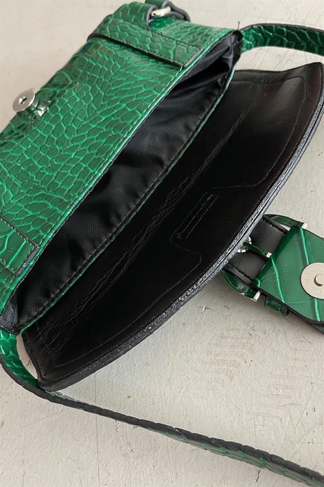 Timsah Desenli Omuz Çantası Yeşil