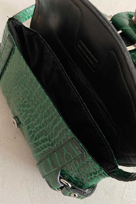 Timsah Desenli Omuz Çantası Yeşil