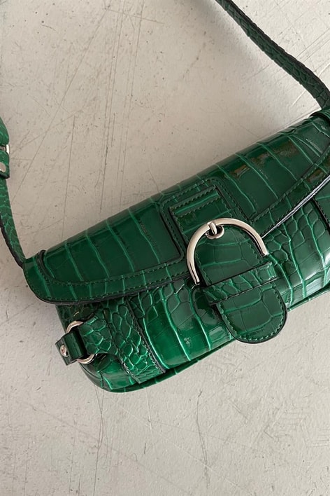 Timsah Desenli Omuz Çantası Yeşil