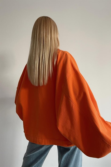 Balon Kol Çıtçıtlı Ceket Oranj