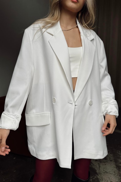 Basic Oversizer Blazer Ceket Beyaz