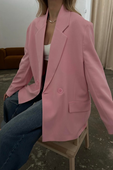 Basic Oversizer Blazer Ceket Pembe