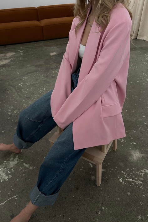 Basic Oversizer Blazer Ceket Pembe