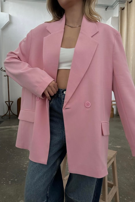 Basic Oversizer Blazer Ceket Pembe