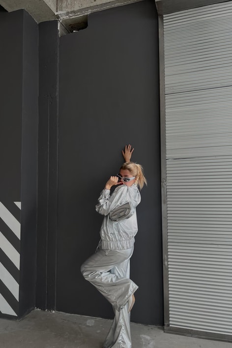 Beli Lastikli Metalik Bomber Gümüş