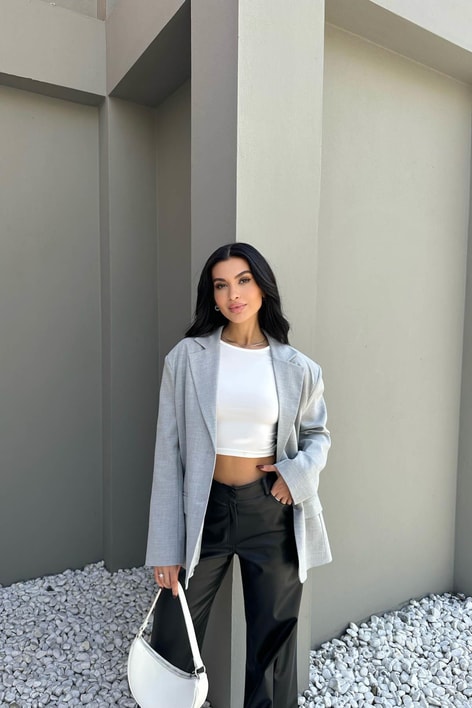 Blazer Kruvaze Ceket Gri