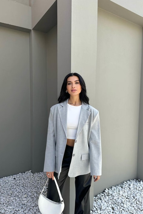 Blazer Kruvaze Ceket Gri
