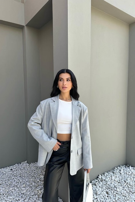 Blazer Kruvaze Ceket Gri