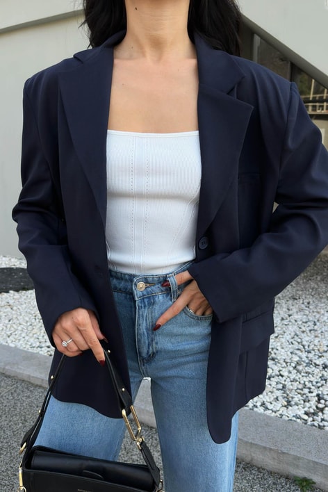 Blazer Kruvaze Ceket Lacivert