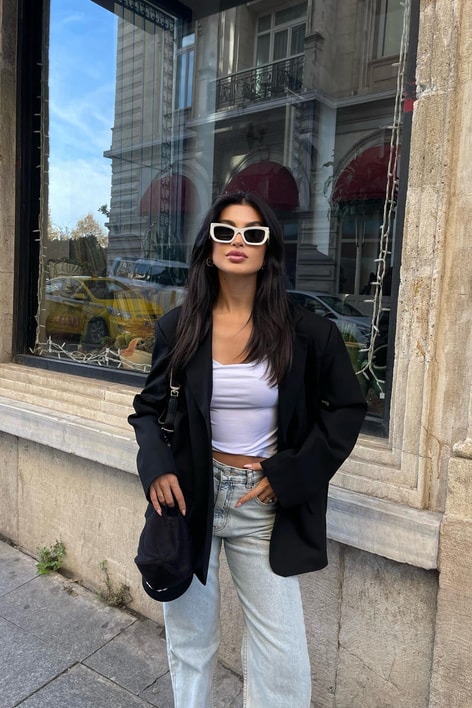 Blazer Kruvaze Ceket Siyah