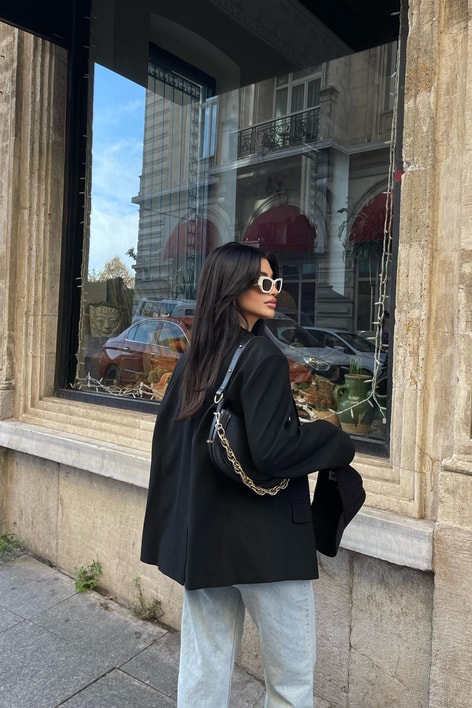 Blazer Kruvaze Ceket Siyah