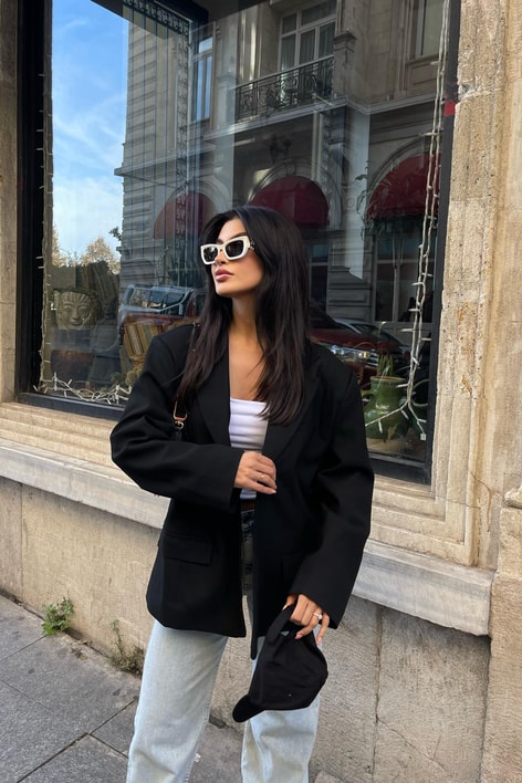 Blazer Kruvaze Ceket Siyah