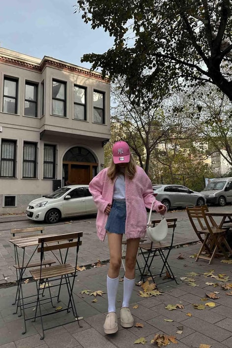 Buklet Bomber Ceket Pembe