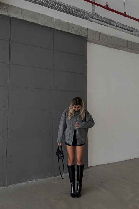 ÇıtÇıt Kapamalı Cep Detay Premium Ceket Gri