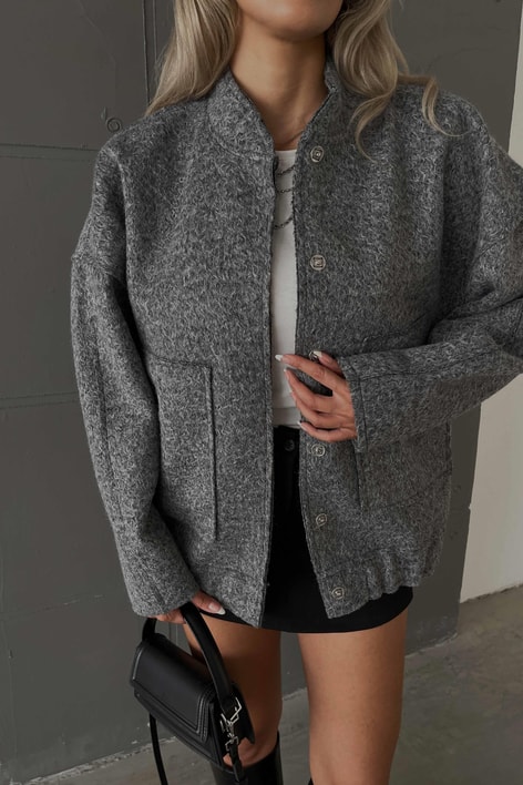 ÇıtÇıt Kapamalı Cep Detay Premium Ceket Gri