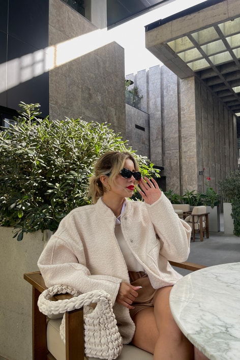 ÇıtÇıt Kapamalı Cep Detay Premium Ceket Krem