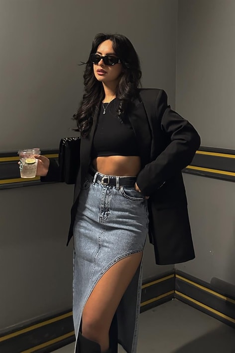 Colorful Astarlı Kruvaze Ceket Siyah