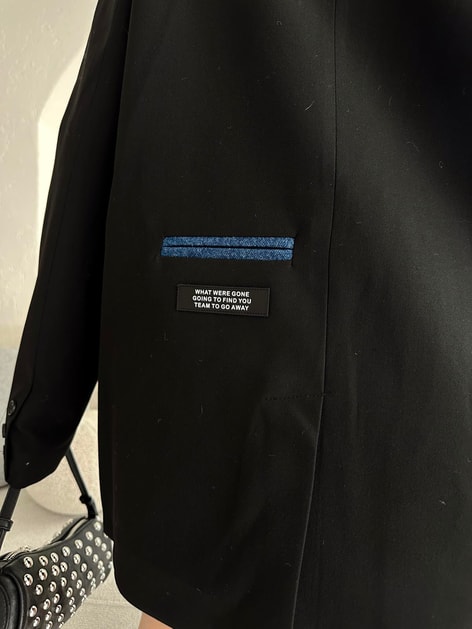 Denim Garnili Blazer Ceket Siyah