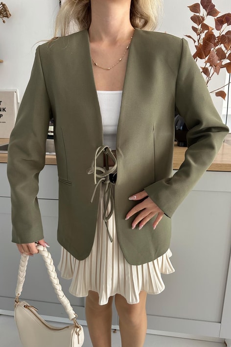 Fiyonklu Elegant Ceket Haki