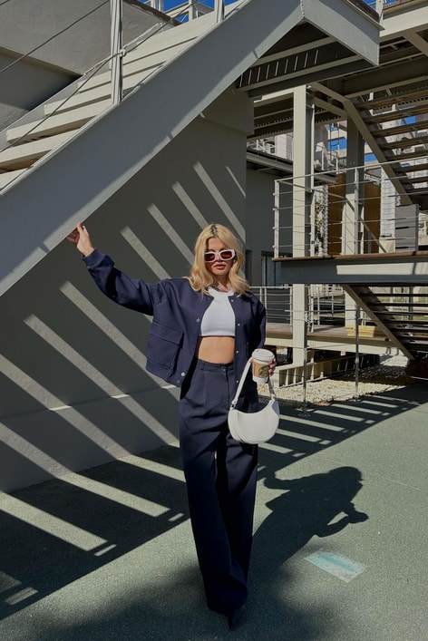 Geniş Cepli Bomber Ceket Lacivert