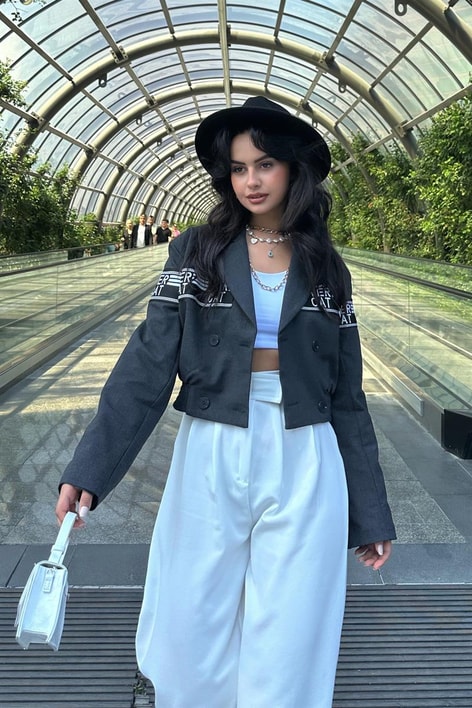 Gipeli Text Detay Kruvaze Cool Ceket Antrasit