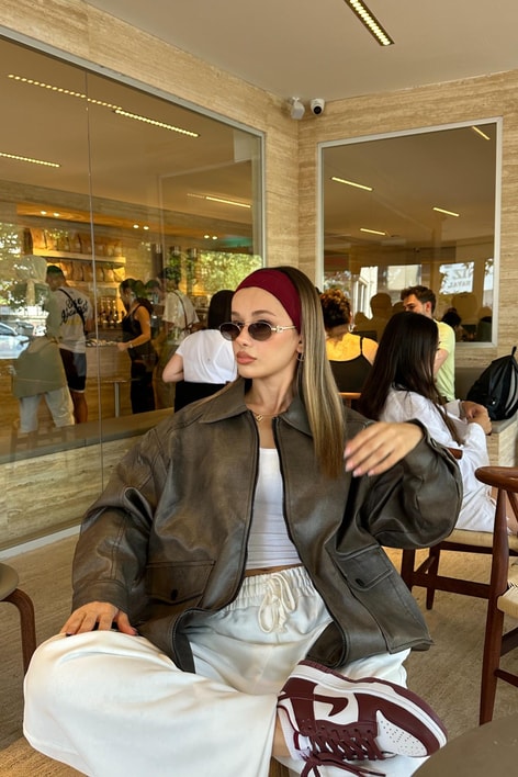 Kapama Cep Deri Ceket Kahve