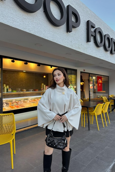 Kaşe Butterfly Panço Krem