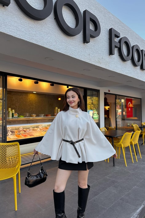 Kaşe Butterfly Panço Krem