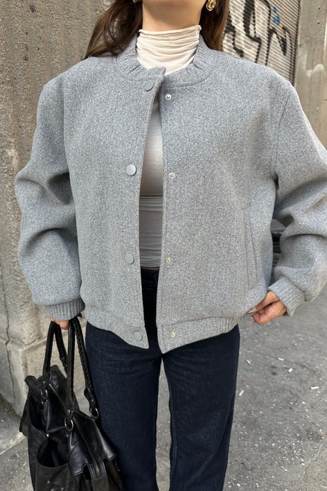 Keçe Bomber Ceket Gri