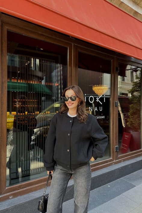 Keçe Bomber Ceket Siyah