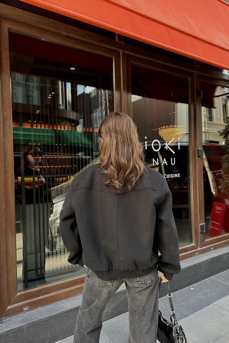 Keçe Bomber Ceket Siyah