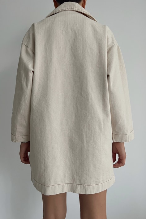 Kemik Düğme Oversize Ceket Taş