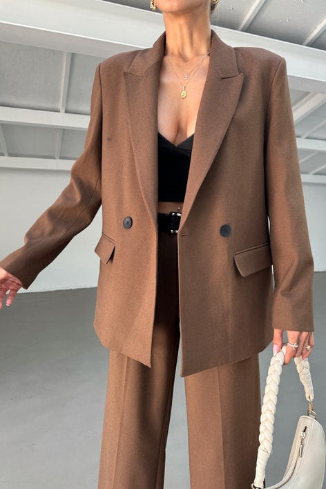 Kruvaze Blazer Ceket Kahve
